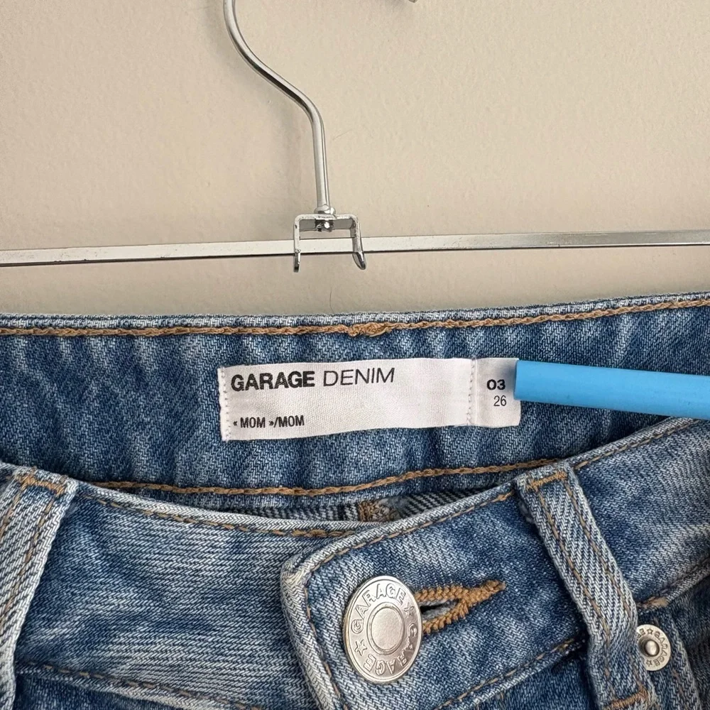 Distressed Blue Women's Mom Jeans From Garage - Picture 3 of 5